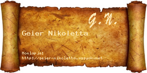 Geier Nikoletta névjegykártya